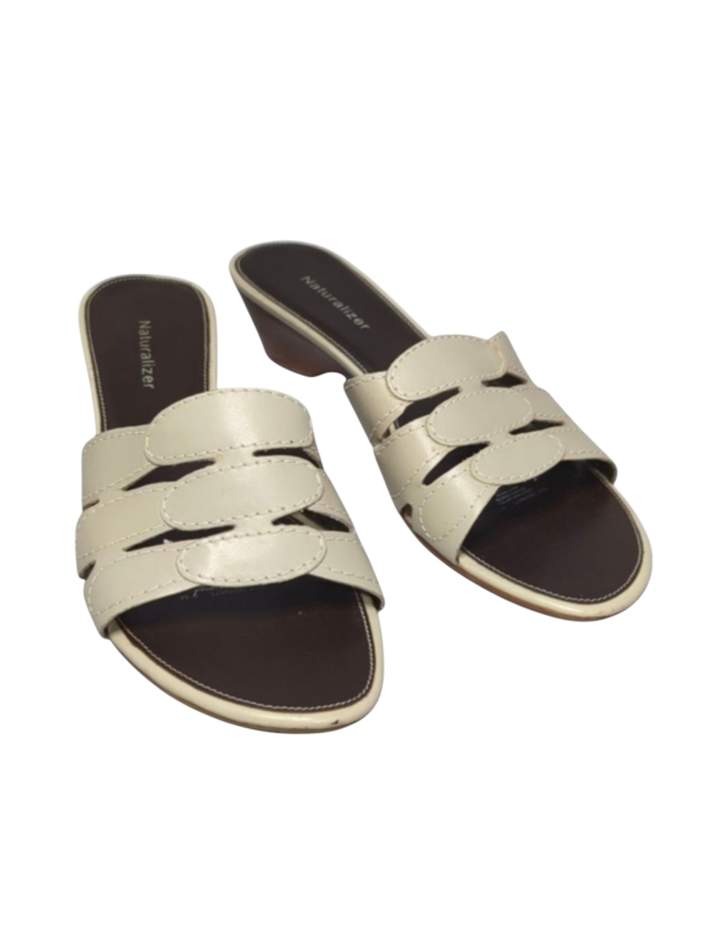 Naturalizer Open Toe Wedge Slide Sandals Cream Beige Size 9